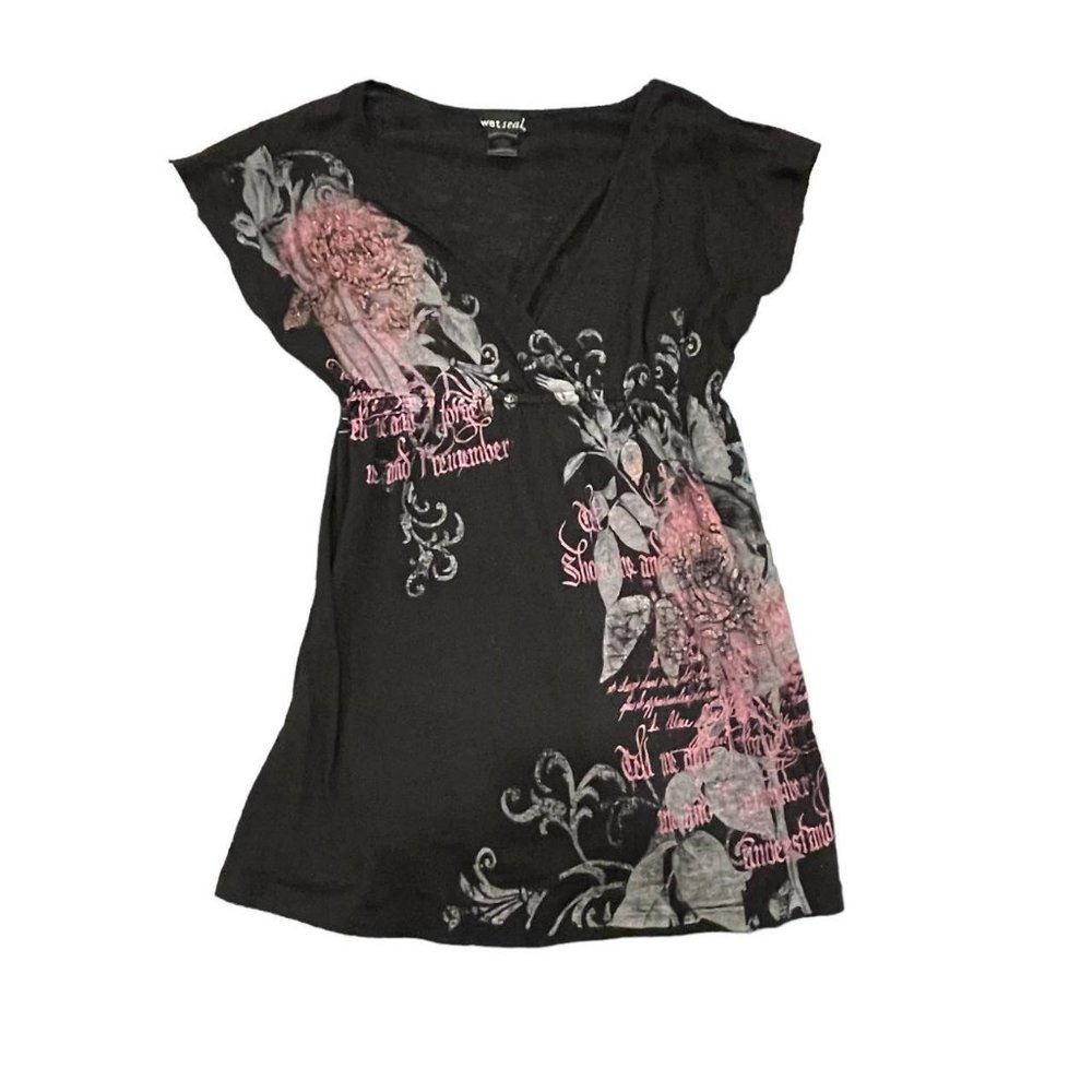 sparkly true y2k wet seal deep v neck top